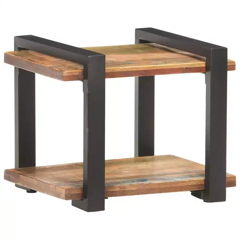 vidaXL Table de chevet Bois naturel Bois de manguier brut, fer Moyen