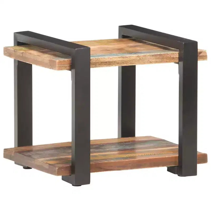vidaXL Table de chevet Bois naturel Bois de manguier brut, fer Moyen