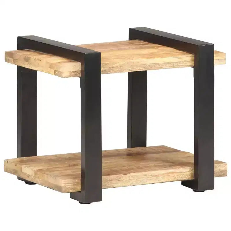 vidaXL Table de chevet Bois naturel Bois de manguier brut, fer Moyen