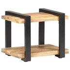 vidaXL Table de chevet Bois naturel Bois de manguier brut, fer Moyen