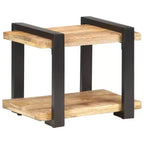 vidaXL Table de chevet Bois naturel Bois de manguier brut, fer Moyen