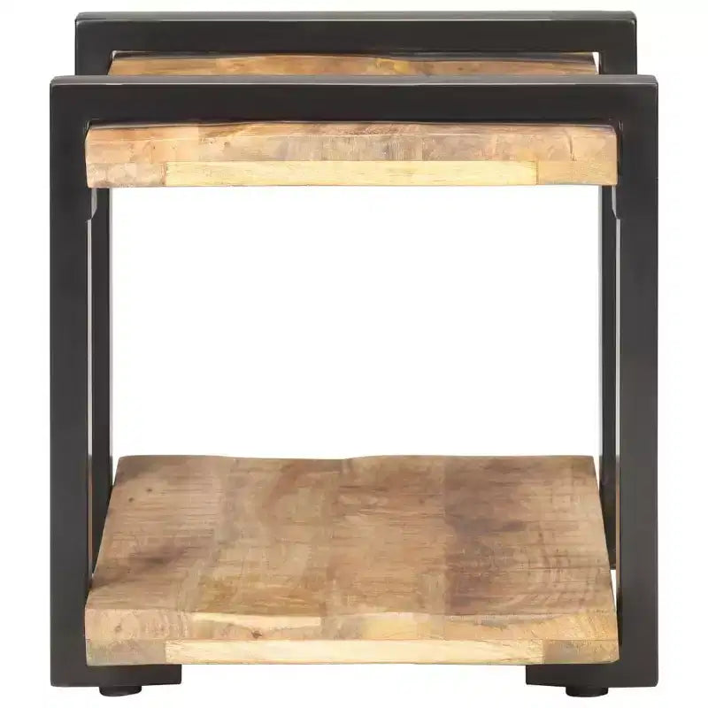 vidaXL Table de chevet Bois naturel Bois de manguier brut, fer Moyen