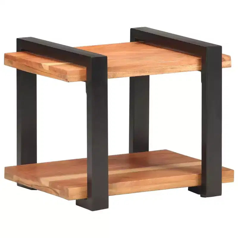 vidaXL Table de chevet Bois naturel Bois de manguier brut, fer Moyen