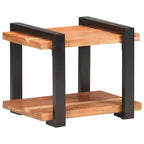 vidaXL Table de chevet Bois naturel Bois de manguier brut, fer Moyen
