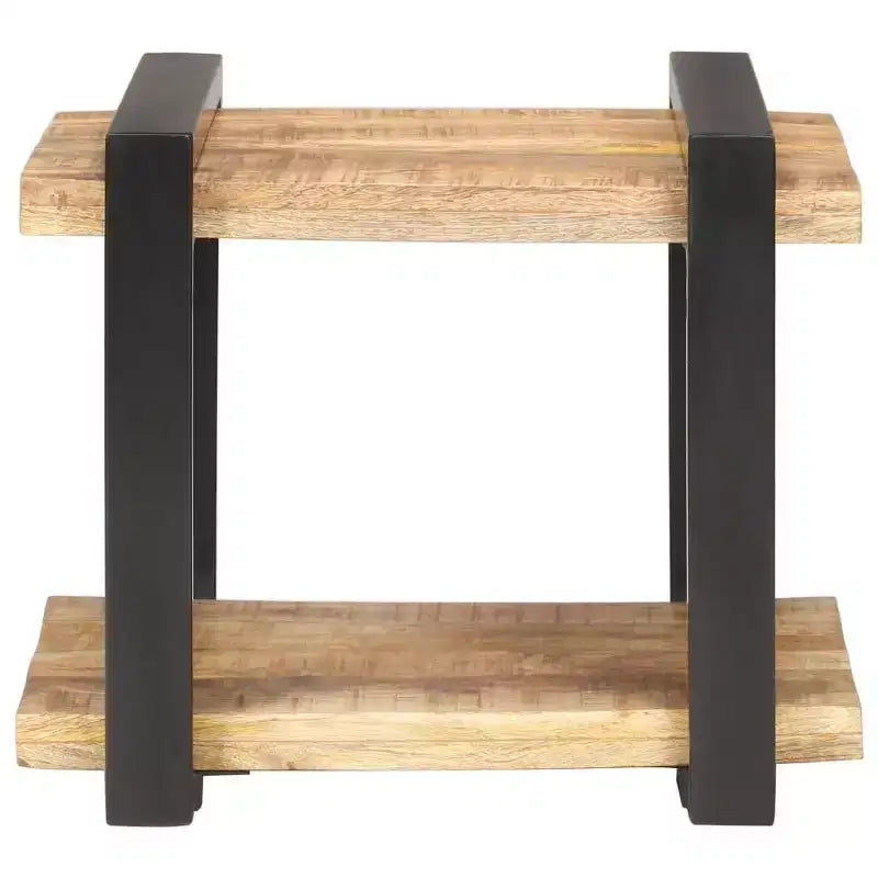 vidaXL Table de chevet Bois naturel Bois de manguier brut, fer Moyen