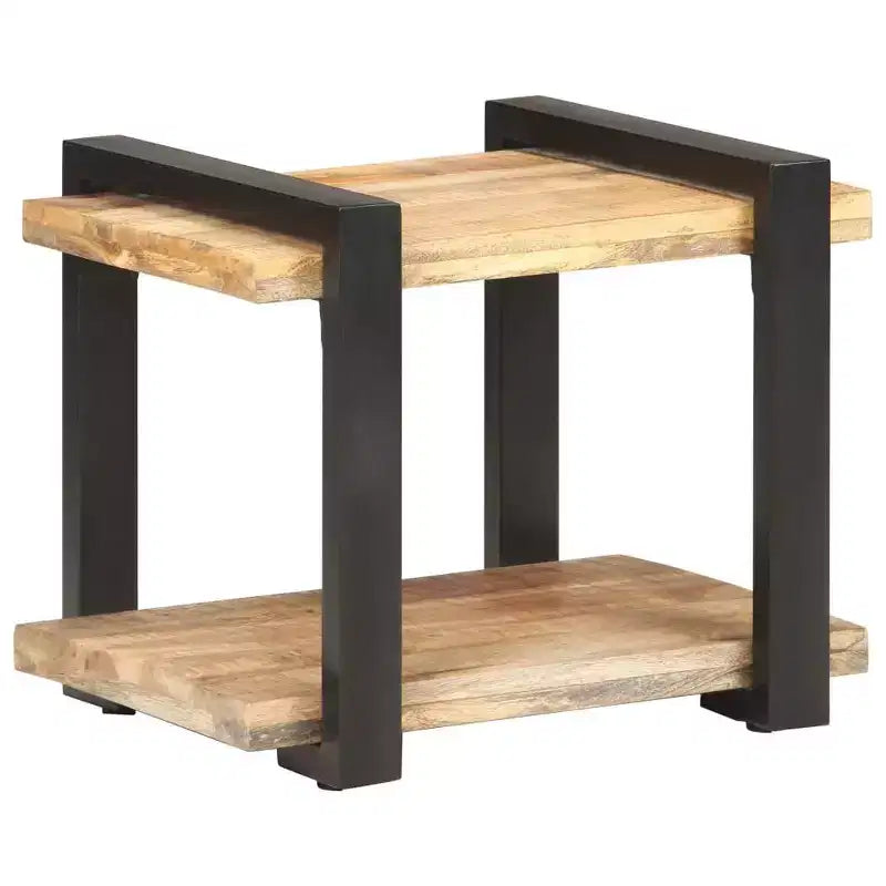 vidaXL Table de chevet Bois naturel Bois de manguier brut, fer Moyen
