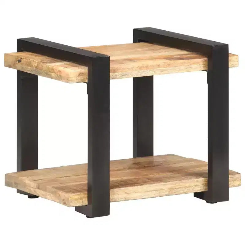 vidaXL Table de chevet Bois naturel Bois de manguier brut, fer Moyen