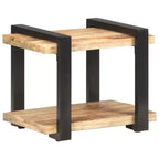 vidaXL Table de chevet Bois naturel Bois de manguier brut, fer Moyen