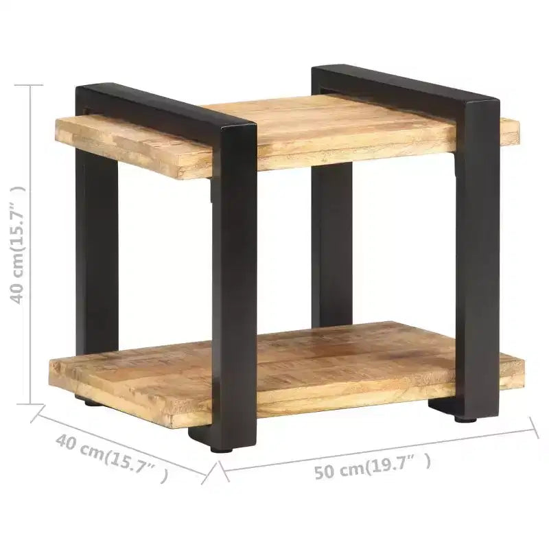 vidaXL Table de chevet Bois naturel Bois de manguier brut, fer Moyen