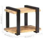 vidaXL Table de chevet Bois naturel Bois de manguier brut, fer Moyen