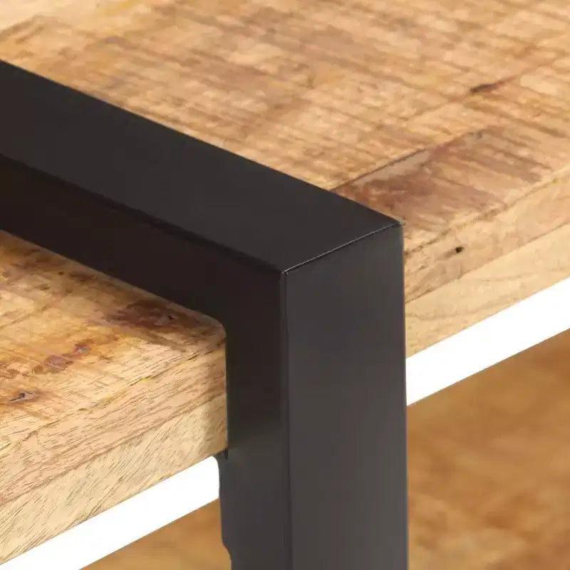 vidaXL Table de chevet Bois naturel Bois de manguier brut, fer Moyen