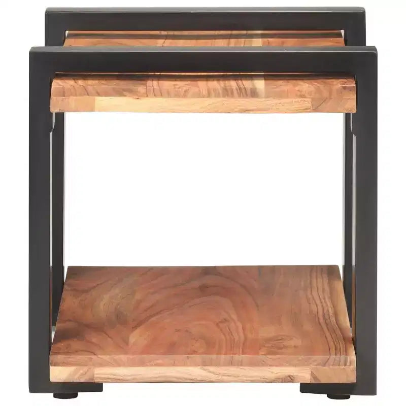 vidaXL Table de chevet Bois naturel Bois de manguier brut, fer Moyen