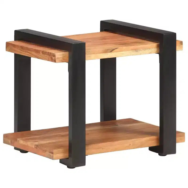 vidaXL Table de chevet Bois naturel Bois de manguier brut, fer Moyen