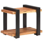 vidaXL Table de chevet Bois naturel Bois de manguier brut, fer Moyen