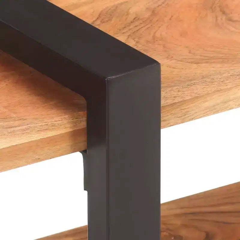 vidaXL Table de chevet Bois naturel Bois de manguier brut, fer Moyen