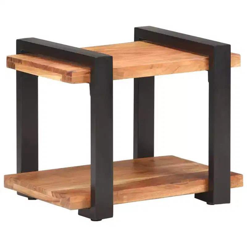 vidaXL Table de chevet Bois naturel Bois de manguier brut, fer Moyen