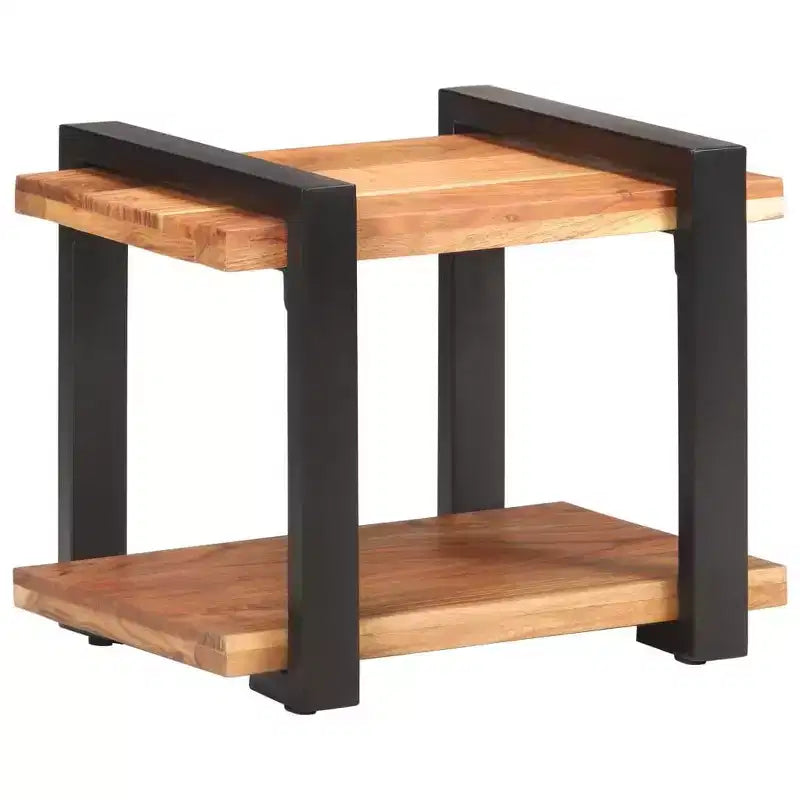 vidaXL Table de chevet Bois naturel Bois de manguier brut, fer Moyen