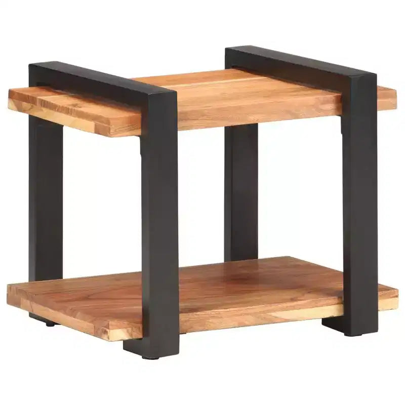 vidaXL Table de chevet Bois naturel Bois de manguier brut, fer Moyen