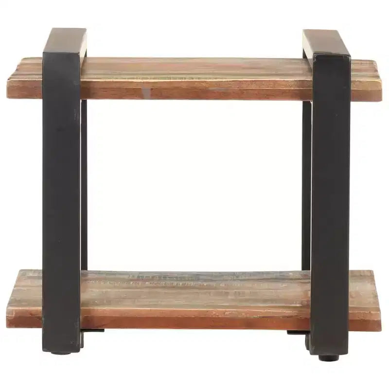 vidaXL Table de chevet Bois naturel Bois de manguier brut, fer Moyen