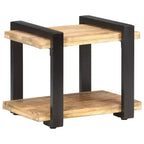vidaXL Table de chevet Bois naturel Bois de manguier brut, fer Moyen