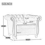 Fauteuil club Chesterfield Zeus et Ruta avec accoudoirs volutes, garniture cloutée et pieds en bois massif