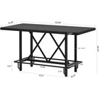 Table de bar Lantine 63 pouces, table de pub de hauteur de comptoir industrielle avec repose-pieds en métal pour salle à manger, bar à domicile, noir