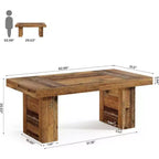 Table à manger de ferme Lantine de 63 pouces pour 6 personnes, table de cuisine rectangulaire en bois avec pieds robustes pour les repas de famille, salle à manger, marron rustique