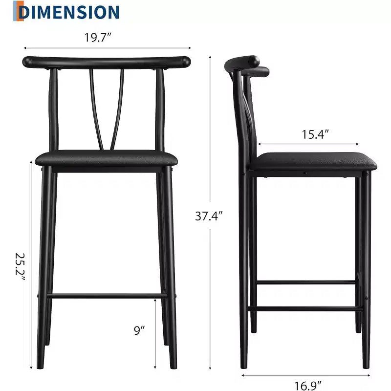 Tabourets de bar modernes confortables, lot de 2 ou 4, chaises de 63,5 cm de hauteur de comptoir avec dossier et repose-pieds, revêtement en similicuir, pour îlot de cuisine, salle à manger