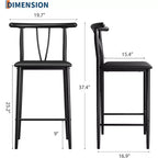 Tabourets de bar modernes confortables, lot de 2 ou 4, chaises de 63,5 cm de hauteur de comptoir avec dossier et repose-pieds, revêtement en similicuir, pour îlot de cuisine, salle à manger