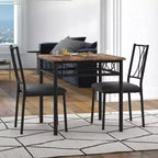Ensemble de salle à manger 3 pièces pour 2, Table de cuisine industrielle en bois et 2 chaises rembourrées en cuir PU avec cadre en métal pour petit espace, appartement