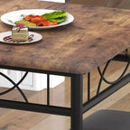 Ensemble de salle à manger 3 pièces pour 2, Table de cuisine industrielle en bois et 2 chaises rembourrées en cuir PU avec cadre en métal pour petit espace, appartement