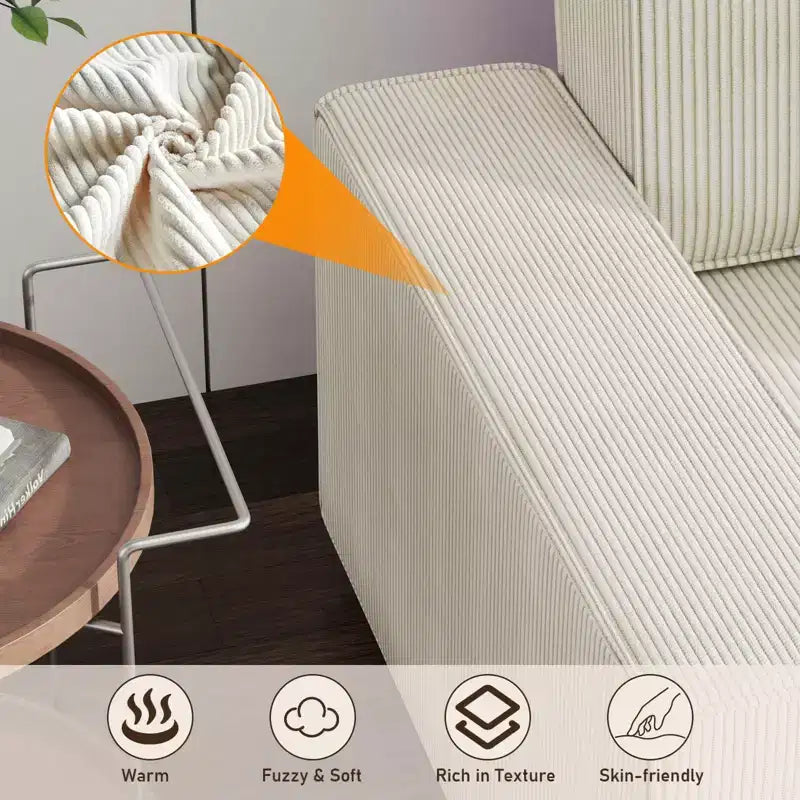 Canapé modulable 96 places, canapé d'angle moderne en velours côtelé avec pouf mobile, canapé sectionnel pour salon, chambre à coucher