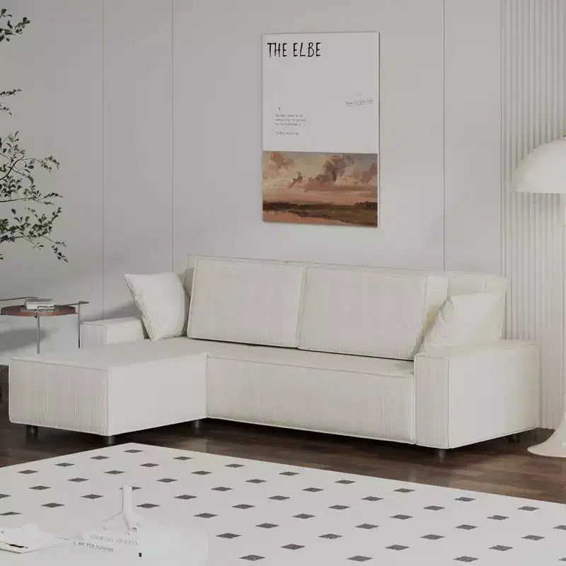 Canapé modulable 96 places, canapé d'angle moderne en velours côtelé avec pouf mobile, canapé sectionnel pour salon, chambre à coucher