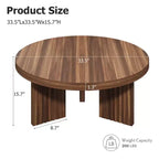 COZONY Petite Table Basse Ronde 85 cm avec Plateau Épais, Pieds Cannelés, Table d'Appoint pour Salon Chambre, Montage Facile