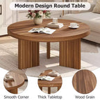 COZONY Petite Table Basse Ronde 85 cm avec Plateau Épais, Pieds Cannelés, Table d'Appoint pour Salon Chambre, Montage Facile
