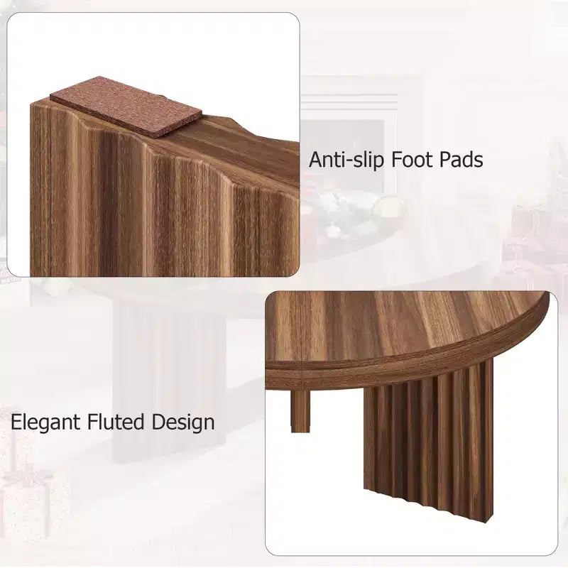 COZONY Petite Table Basse Ronde 85 cm avec Plateau Épais, Pieds Cannelés, Table d'Appoint pour Salon Chambre, Montage Facile