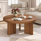 COZONY Petite Table Basse Ronde 85 cm avec Plateau Épais, Pieds Cannelés, Table d'Appoint pour Salon Chambre, Montage Facile
