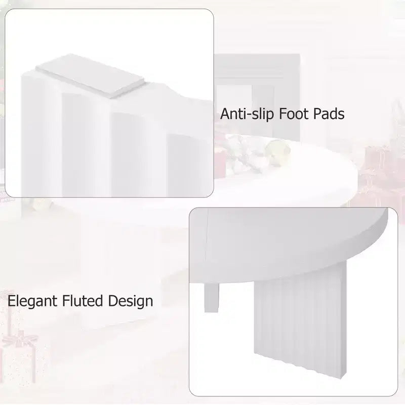 COZONY Petite Table Basse Ronde 85 cm avec Plateau Épais, Pieds Cannelés, Table d'Appoint pour Salon Chambre, Montage Facile