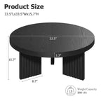 COZONY Petite Table Basse Ronde 85 cm avec Plateau Épais, Pieds Cannelés, Table d'Appoint pour Salon Chambre, Montage Facile
