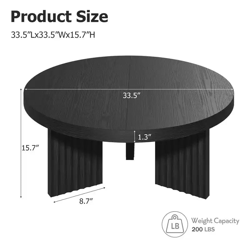 COZONY Petite Table Basse Ronde 85 cm avec Plateau Épais, Pieds Cannelés, Table d'Appoint pour Salon Chambre, Montage Facile