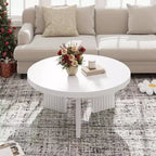 COZONY Petite Table Basse Ronde 85 cm avec Plateau Épais, Pieds Cannelés, Table d'Appoint pour Salon Chambre, Montage Facile