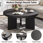 COZONY Petite Table Basse Ronde 85 cm avec Plateau Épais, Pieds Cannelés, Table d'Appoint pour Salon Chambre, Montage Facile