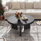 COZONY Petite Table Basse Ronde 85 cm avec Plateau Épais, Pieds Cannelés, Table d'Appoint pour Salon Chambre, Montage Facile
