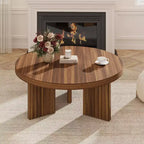 COZONY Petite Table Basse Ronde 85 cm avec Plateau Épais, Pieds Cannelés, Table d'Appoint pour Salon Chambre, Montage Facile