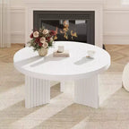COZONY Petite Table Basse Ronde 85 cm avec Plateau Épais, Pieds Cannelés, Table d'Appoint pour Salon Chambre, Montage Facile
