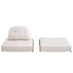 Canapé-lit convertible ModernLuxe en tissu Teddy, fauteuil ottoman pliant capitonné avec oreiller et pieds en bois massif, beige