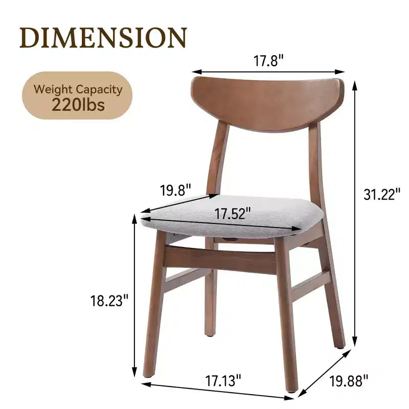 GDFStudio Maddox - Chaises modernes (lot de 4) avec dossier en bois courbé et assise en tissu gris