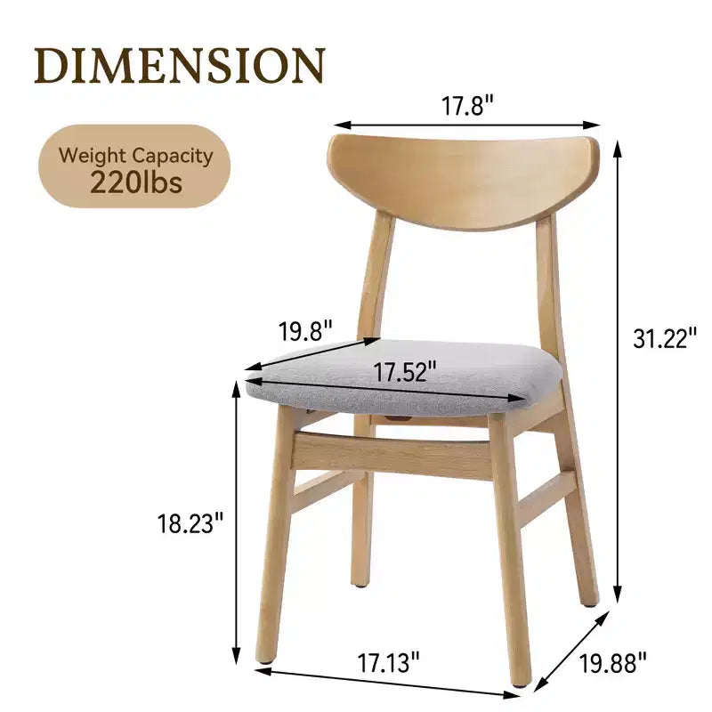 GDFStudio Maddox - Chaises modernes (lot de 4) avec dossier en bois courbé et assise en tissu gris