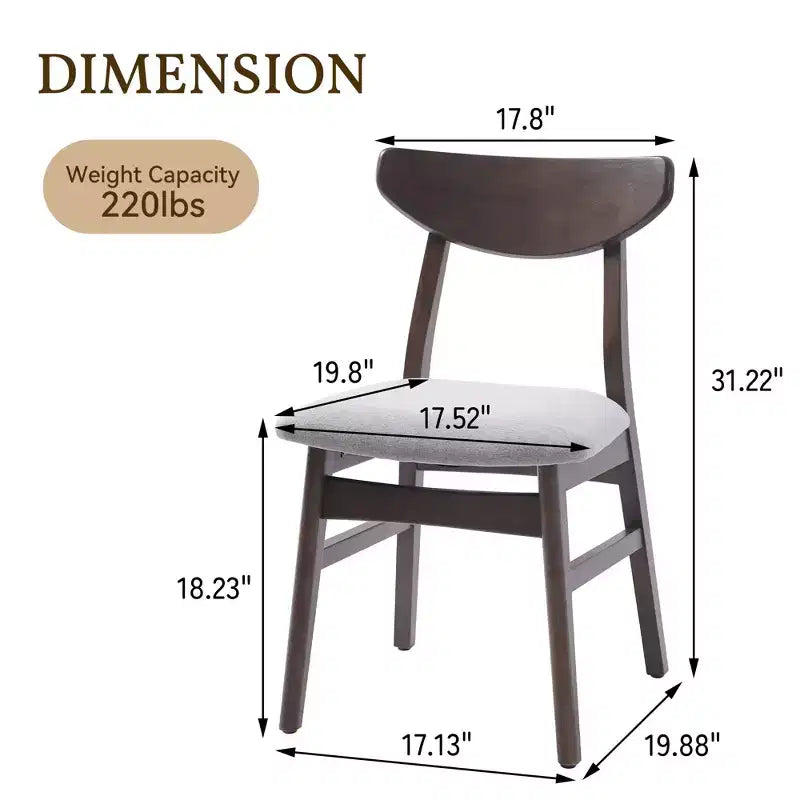 GDFStudio Maddox - Chaises modernes (lot de 4) avec dossier en bois courbé et assise en tissu gris