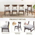 GDFStudio Maddox - Chaises modernes (lot de 4) avec dossier en bois courbé et assise en tissu gris